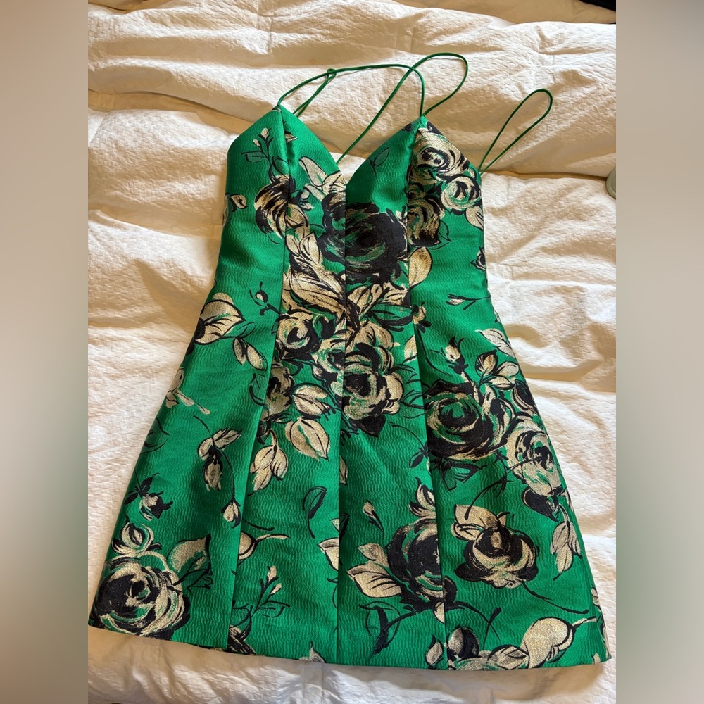 Alice + Olivia Green Structured Lantern Mini Dress size 0